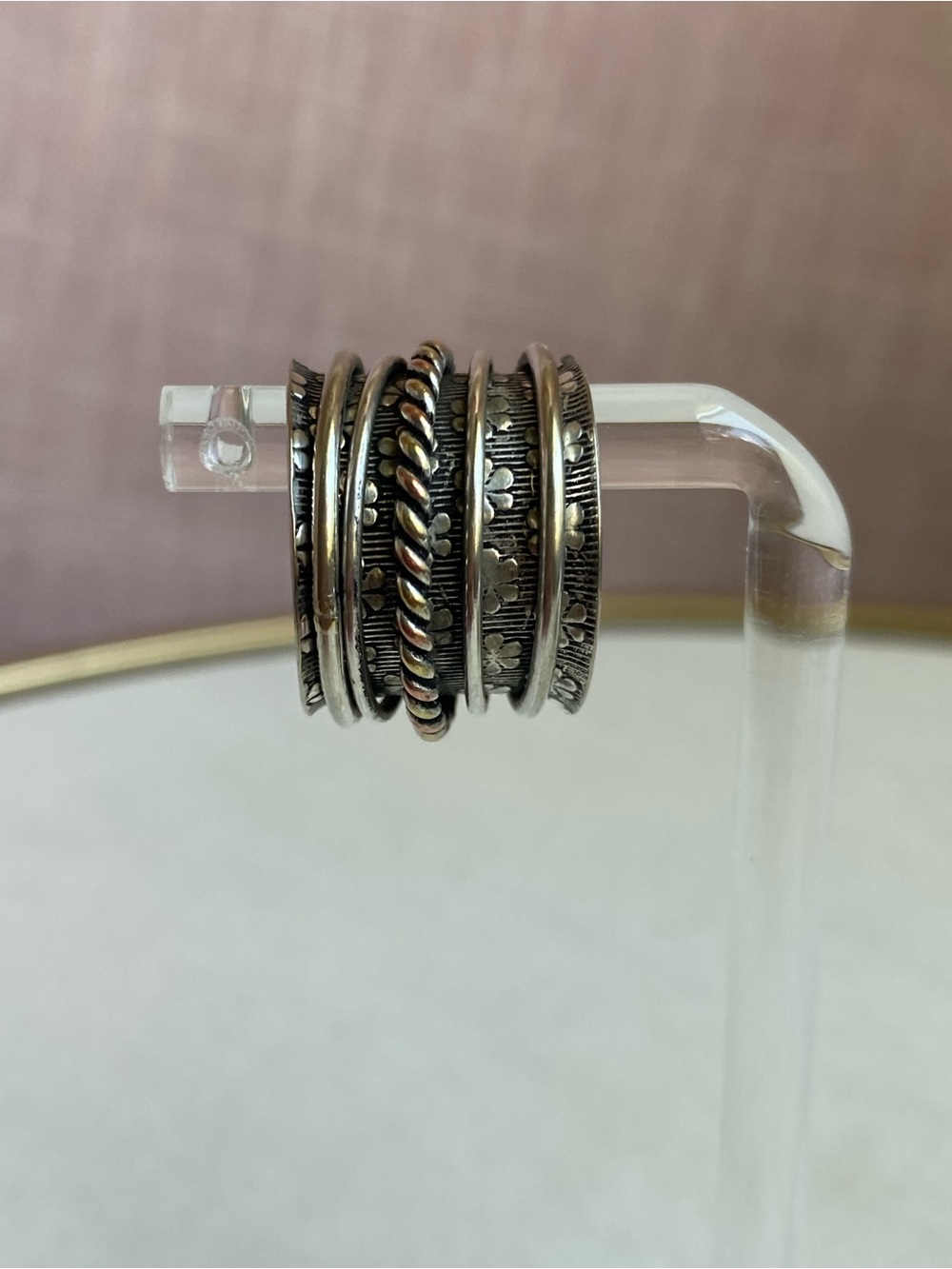 Sterling Silver Wide Band Spinner Ring